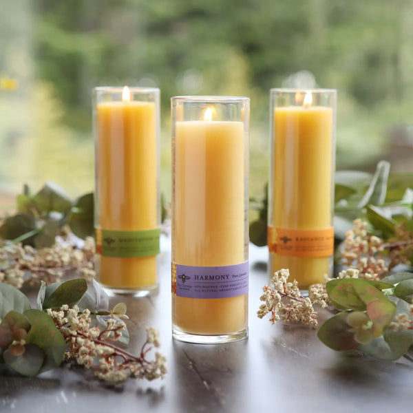 Assorted Apothecary Glass Beeswax + Essential Oil Pillar Candles | Large (12.5 oz)